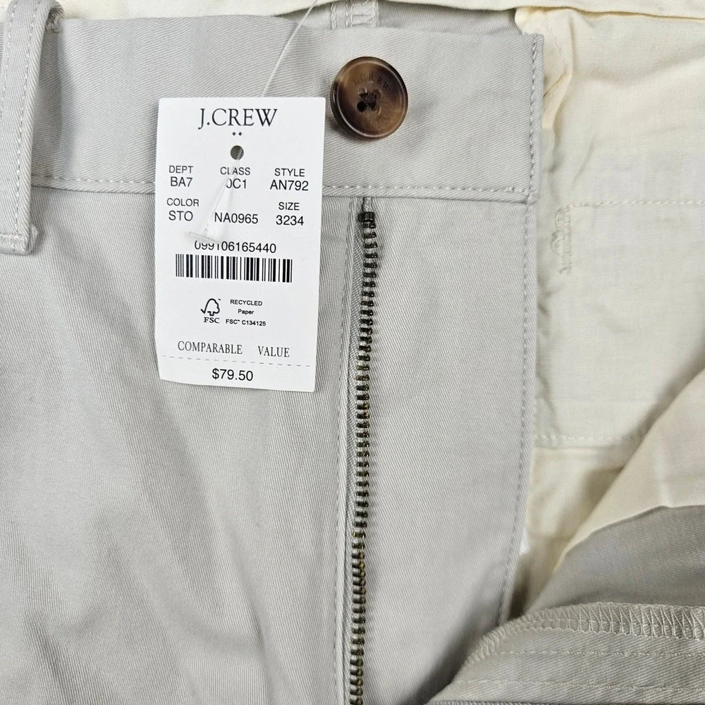 J.Crew Flex Skinny Chino Pants Mens 32x34 Stone Beige AN792 New